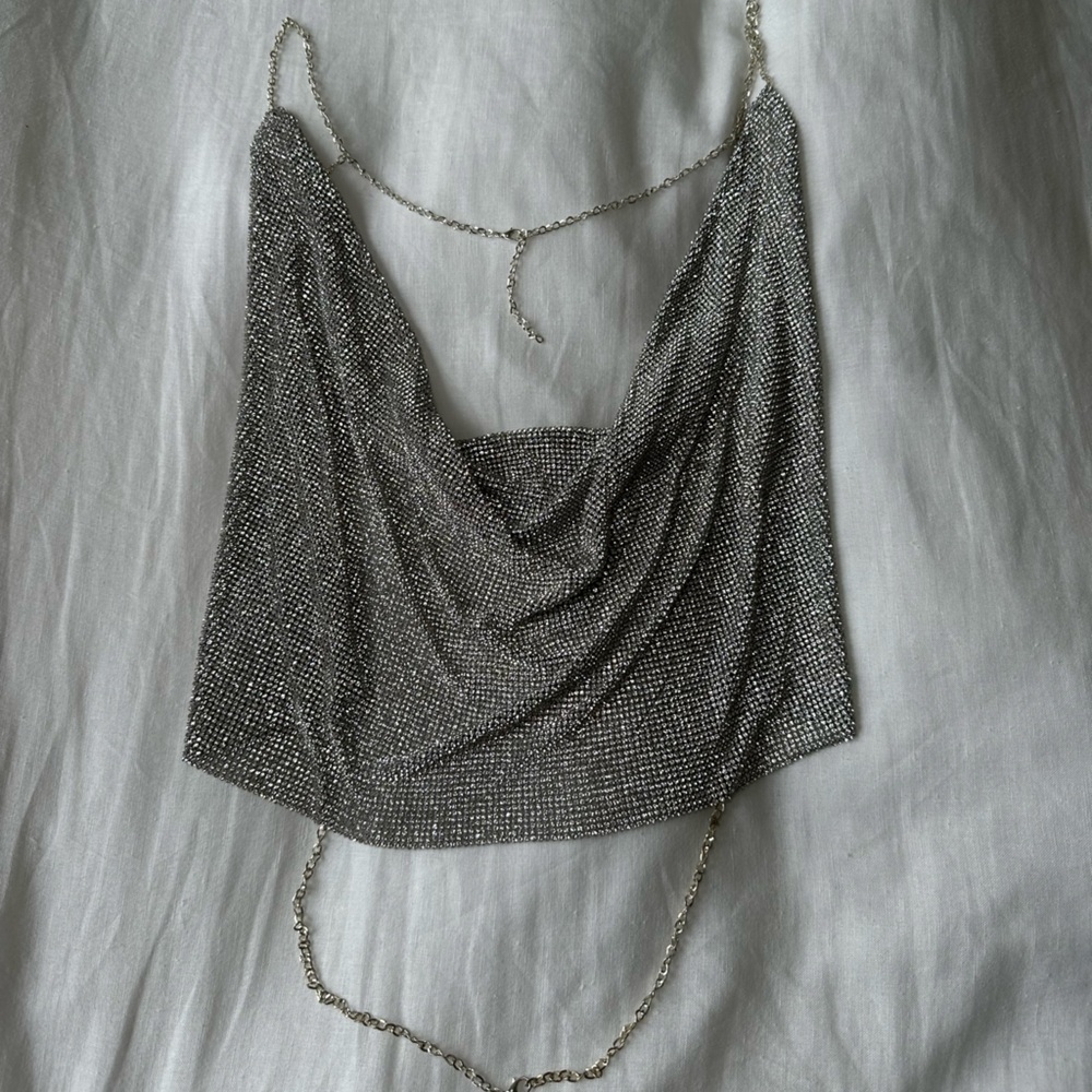 NWOT custom made Rhinestone crystal top in Silver - Picture 4 of 10